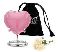 KEEPSAKE COMPANY Heart Shaped Mini Pink Urn for Human Ashes with Display Stand - Small, Decorative, White Metal Heart Urn for Ashes - Pet Urn - Cat ERN,Pink