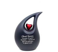 KEEPSAKE COMPANY Large Custom Black Matt Heart Urns for Human Ashes Adult Male| Cremation Urns for Adults Ashes Male |Men & Women | 2.5 Litre Capacity,Custom Black Matte