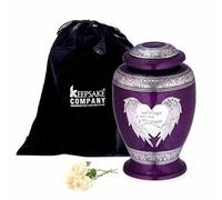 KEEPSAKE COMPANY Purple Large Cremation Urns for Adults Ash - Angel Wings and Heart Design - Perfect ERN for Female - Funeral Ashes Container - Urn Ashes Male,Custom - Large