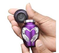 KEEPSAKE COMPANY Purple Small Urns for Human Ashes - Angel Wings Mini Urns - Cremation Keepsakes urns for Ashes - Urn -ERN - Tiny Urns for Men (Single),Purple One Single