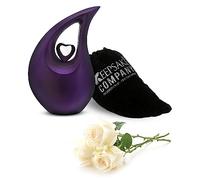 KEEPSAKE COMPANY Purple Tear Drop Medium Urns for Human Ashes with Silver Heart (6 Inch Height) - Unique Medium Urn Funeral Urn - Small Pet Urns,Purple Matte
