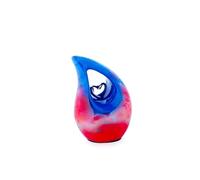 KEEPSAKE COMPANY Tear Drop Small Mini Urns for Human Ashes with Silver Heart (3 Inch Height) - Unique Urn - Decorative Urns -Funeral Urn - Small Pet Urs,Multicolor