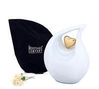 KEEPSAKE COMPANY Teardrop Urn Set, 10 inches, with Heart Insert Designs for The Parent Listing (White Matte with Golden Heart),White Matte Golden Heart