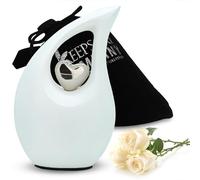 KEEPSAKE COMPANY Urns for Human Ashes Mini Urn with Pink Heart Cremation Keepsakes for Ashes Ash Holders Pink Heart Urn ERN Tiny Little with Premium Velvet Bag (White Matte with Silver Heart)