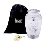 KEEPSAKE COMPANY White Large Cremation Urns for Adults Ash - Angel Wings and Heart Design - Perfect ern for Female - Funeral Ashes Container - Urn Ashes Male,White - Large