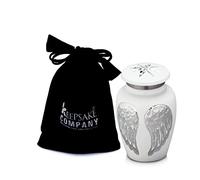 KEEPSAKE COMPANY White Small Urns for Human Ashes - Angel Wings Mini Urns - Cremation Keepsakes urns for Ashes - Urn -ERN - Tiny Urns for Men,White - Single