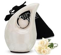 KEEPSAKE COMPANY White Tear Drop Small/Mini Urns for Human Ashes with White Heart(3 Inch Height)- Unique Medium Urn-Decorative Urns-Cremation Urn-Burial Urns-Keepsake Urn-Funeral Urn-Small Pet Urn