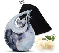 KEEPSAKE COMPANY's 10 Inches Grey Teardrop Urn with Matching Heart - Large Cremation Container - Unique box for ashes - Ash pot for Men Males Females and Big Pets, Multicolored