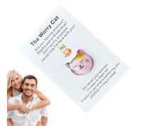 Keepsake Hug Cards - Miniature Cat Token And Poem Card, Motivational Relationship Exchange Gift, Accessory Case Greeting - For Mental Health Support Cheer Up Gift Social Work Favor