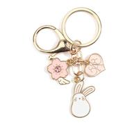 Keepsake Keychain with Bunny, Flower and Heart Charms, Unique Friendship Gifts for Women, Good Friend Gifts, Thank You Gifts, Birthday and Travel Accessories, Cute Girlfriend Gift
