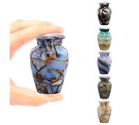 Keepsake Urn | Marble Finish Keepsake Cremation Urn for Ashes | Metal Sharing Urn for Human or Pets Ashes | Mini Memorial Urn with Velvet Bag (Luxury Blue)