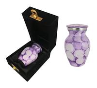 Keepsake Urns for Human Ashes and Pet Ashes Small Mini Cremation Metal Memorial Container Token with Presentation Case and Bag (Purple Cloud)