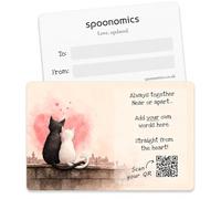 Keepsake Wallet Card, Personalised Cute Cat Theme - Updatable QR Code - Cute Romantic Love Message Gift for Him Her, Boyfriend Girlfriend Husband Wife, Updateable PVC Credit Card Size