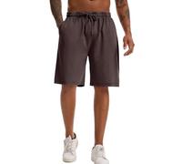 KEEPSHOWING Mens Acid Washed Sweat Shorts Athletic Cotton Blended Gym Elastic Waist Drawstring Pants, Coffee, Medium