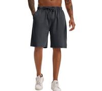 KEEPSHOWING Mens Acid Washed Sweat Shorts Athletic Cotton Blended Gym Elastic Waist Drawstring Pants, Grey, Medium