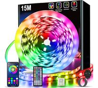 Keepsmile Led Strip Lights 15M with Music Sync,Bluetooth Smart App Control Color Changing Indoor Led Light Strips with Remote,Flexible Lights for Bedroom Birthday Home Party Christmas Decor