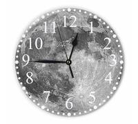 KEEPSUPER Moon Wall Clock 10 Inch Battery Operated Clock Silent Non-Ticking Modern Clocks Decorative for Home Kitchen Living Room Bathroom Office