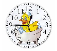 KEEPSUPER Rubber Cartoon Duck Wall Clock Cute Bubble Bath Soap Suds Swimming Clock 10 Inch Silent Non-Ticking Clocks Battery Operated for Home Living Laundry Room Kitchen Bedroom Office