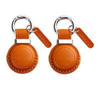 KEEPXYZ Genuine Leather for AirTag Keychain Holder - Air Tagholder Case Cover for Air Tag Key Chain Ring Fob Accessories