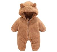 KEERADS Baby Girls Boys Winter Clothes Snowsuit Teddy Bear Onesie Outfit Newborn Fleece Jumpsuit Romper Coat Hooded Suit Toddler Long Sleeve Shirt Girl (Brown, 3-6 Months)