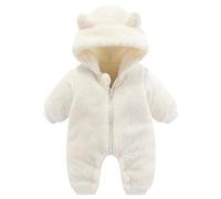 KEERADS Baby Girls Boys Winter Clothes Snowsuit Teddy Bear Onesie Outfit Newborn Fleece Jumpsuit Romper Coat Hooded Suit Toddler Long Sleeve Shirt Girl (White, 0-3 Months)