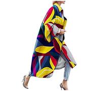 KEERADS Damen Wool Coat Colourful Winter Coat Long Warm Trench Coat for Women Winter Jacket Parka Outwear Warm Lined Winter Loose Vintage Colourful Outwear - Multicolour - XXL