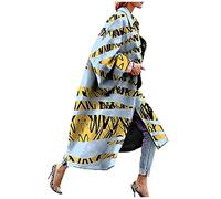 KEERADS Damen Wool Coat Colourful Winter Coat Long Warm Trench Coat for Women Winter Jacket Parka Outwear Warm Lined Winter Loose Vintage Colourful Outwear - Blue - XXL