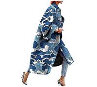 KEERADS Damen Wool Coat Colourful Winter Coat Long Warm Trench Coat for Women Winter Jacket Parka Outwear Warm Lined Winter Loose Vintage Colourful Outwear, Blue-A, M