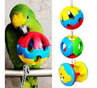 Keersi 3pcs Balls Set with Bells Bird Chew Toy for Pet Parrot Budgie Parakeet Cockatiel Conure Lovebird Finch Canary Cockatoo African Grey Macaw Eclectus Amazon Cage
