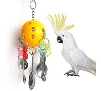 Keersi Bird Chew Toy with Metal Spoons for Parrot African Greys Cockatoo Macaw Eclectus Budgies Parakeet Cockatiel Conure Lovebirds Cage (D)