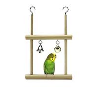 Keersi Natural Wood Bird Swing Toy with Bells for Parrot Budgie Parakeet Cockatiel Conure Lovebird Finch Canary Cockatoo African Grey Amazon Cage Perch Stand