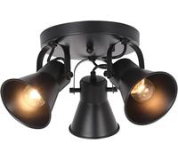 KEESFU 3 Light Round Ceiling Spotlight, Industrial Black Track Lighting, Semi Flush Mount Ceiling Light for Kitchen, Hallway, Bedroom, Foyer, Living Room.