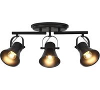KEESFU 3-Light Track Lighting Kit,Black Semi Flush Mount Ceiling Light with 3 Rotatable Light Heads,Industrial Accent Lighting for Livingroom,Bathroom,Hallway,Art Wall,Bathroom,Kitchen