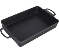 KEESHA 9x13 Inch Cast Iron Detroit Pizza Pan, Pre-Seasoned 4.8 Quart Deep Baking Dish for Casserole, Focaccia, Lasagna, Sicilian Bread, Oven & Grill Safe