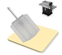 KEESHA Pizza Kit - 16'' Cordierite Pizza Stone & 12'' Square Stainless Steel Pizza Peel for Ninja FlexFlame, XSKPGPIZASTN Baking Stone for Oven Bread, Pizza, BBQ, Heat-Safe up to 900F