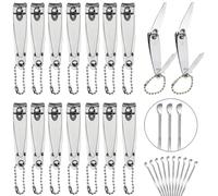 Keeshibao 16-Piece Bulk Nail Clippers with File & 16 PCS Earpicks | Stainless Steel Travel Small Toenail Clippers Mini Fingernail Clippers with Storage Pouch for Men, Women, Gifts, Homeless Care