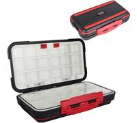KEESHINE small tackle box, mini waterproof fishing tackle box organizer, double sided organizer travel box(L Black)