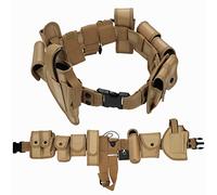 KEESIN 10 in 1 Utility Tactical Belt Multifunctional Outdoor Waist Bag Patrol Equipment for Police Guard Security Hunting with 9 Components Pouches (Khaki)