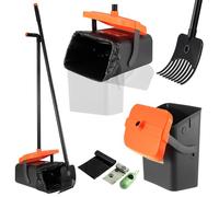 KEESIN Broom and Dustpan Set, Long Handled Dustpan and Brush set, Dustpan Set, Broom, Swivelling Bin with 55 Bin Liners, for Lawn and Interior Cleaning