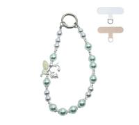 KEESOO Korean-Style Pearl Butterfly Phone Charm - Luxe Hands-Free Elegance, Universally Compatible with iPhone & Android, Radiating Timeless Charm, Light Green