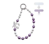 KEESOO Korean-Style Pearl Butterfly Phone Charm - Luxe Hands-Free Elegance, Universally Compatible with iPhone & Android, Radiating Timeless Charm, Purple