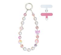 KEESOO Ocean Star Pearl Beaded Phone Charm Strap - Cute Starfish Seashell Phone Lanyard Wrist Strap, Pink, M, Acrylic, Pearl