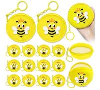 KeeStar 15 Pack Crown Bee Keychain Coin Purses, Small Zipper Pouches Great for Mom-to-be Party Favors, Bee Themed Parties, Baby Showers, Cum