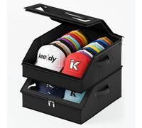 KEETDY 2 Pack Stackable Hat Storage for Baseball Caps Holds up to 48 Caps Baseball Hat Organizer for Closet Hat Boxes for Men&Women Baseball Hat Storage with Large PVC Window, Black