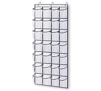 KEETDY 28 Large Clear Over The Door Shoe Rack with Crystal Pockets Hanging Shoe Organizer Storage Shoe Holder for Closet Hanger, White
