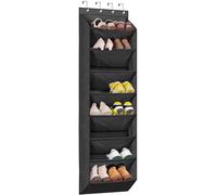 KEETDY Over The Door Organizer with 8 Deep Pockets, Hanging Rack for Closet Hanger Fits 20 Pairs, Shoe Holder for Narrow Door Storage, Black