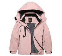 Keevoom Girl's Waterproof Ski Jacket Fleece Snow Coat Windproof Warm Winter Snowboarding Jacket with Removable Hood, Pink, 10-12