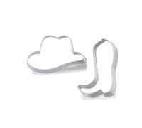Keewah Cowboy Cookie Cutter - 2 Piece - 4” Hat, 4.5” Boot - Stainless Steel