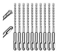 Keewaki 10 Pack 5mm x160mm SDS Plus Rotary Hammer Drill Bits Set, Cross Carbide Tip, Heavy Duty Masonry Drill Bits for Concrete, Brick Hammer Drill Bits - Concrete Drill Bit Set