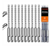 Keewaki 10 Pack 6mm x 160 SDS Plus Rotary Hammer Drill Bits Set, Cross Carbide Tip, Heavy Duty Masonry Drill Bits for Concrete, Brick Hammer Drill Bits - Concrete Drill Bit Set